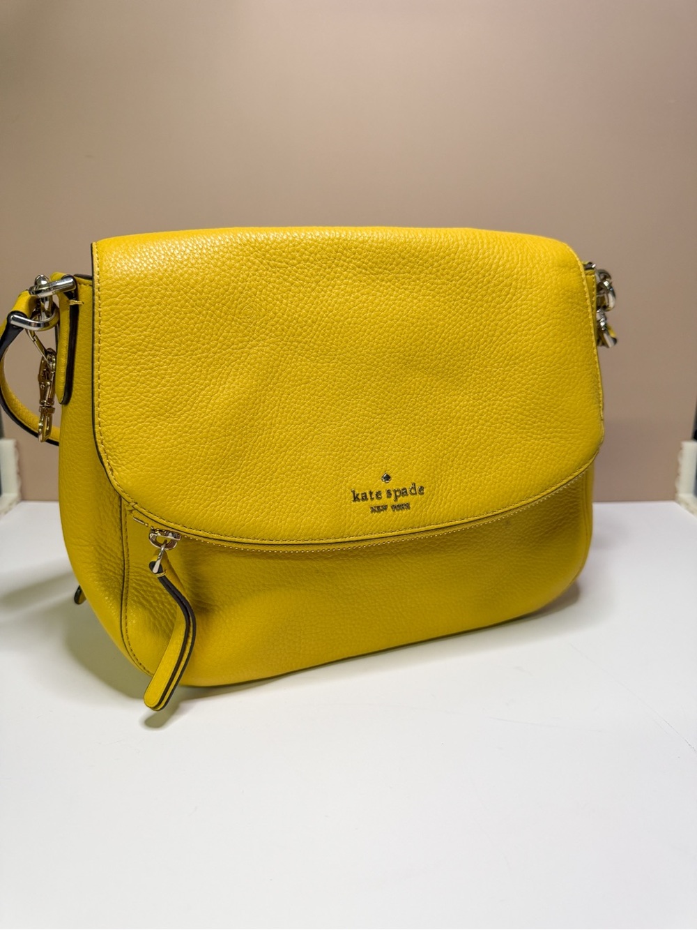 kate spade Yellow Pebbled Leather Crossbody Bag